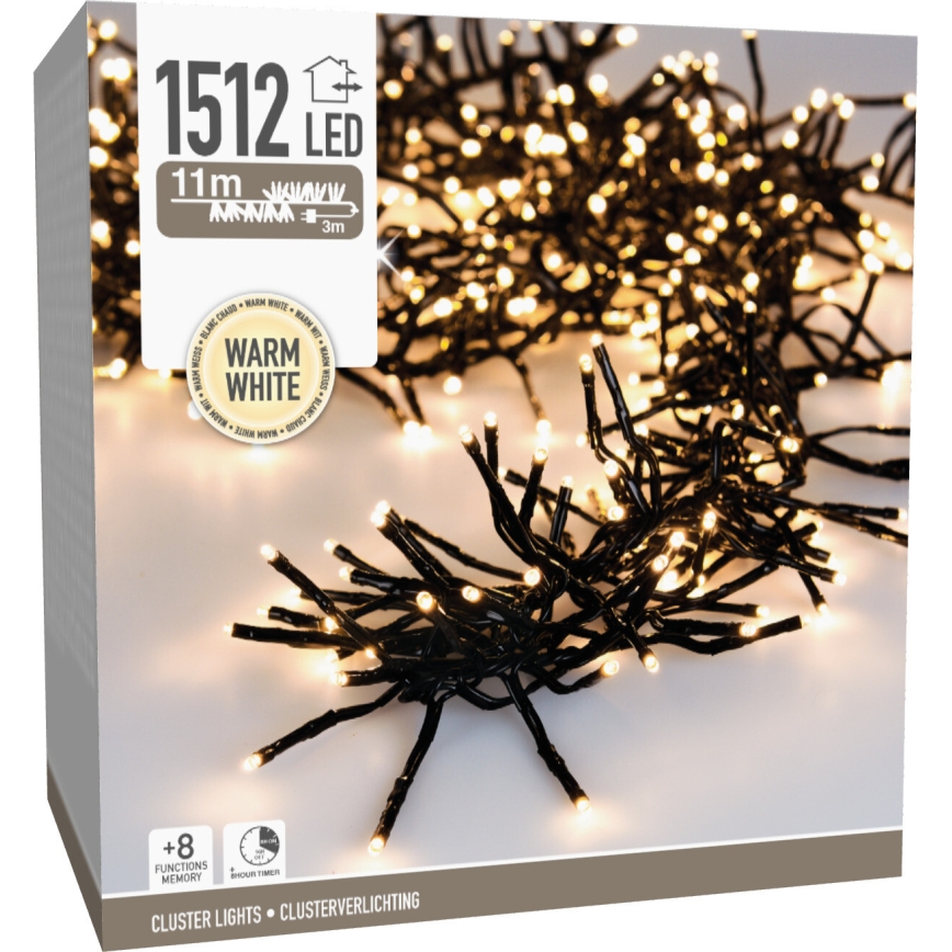 LED udendørs julelyskæde 1512xLED/230V/8 funktioner 14 m IP44 varm hvid