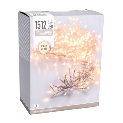 LED Udendørs julelyskæde 1512xLED/230V/8 funktioner 14 m IP44 varm hvid