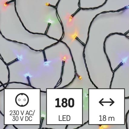 LED udendørs julelyskæde 180xLED/23m IP44 multifarvet