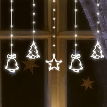 LED udendørs julelyskæde 186 LED, 7 m, IP44, kold hvid