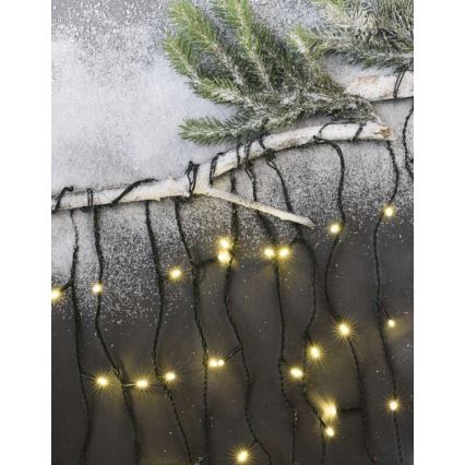 LED udendørs julelyskæde 200 LED/8 indstillinger 8,6m IP44 varm hvid
