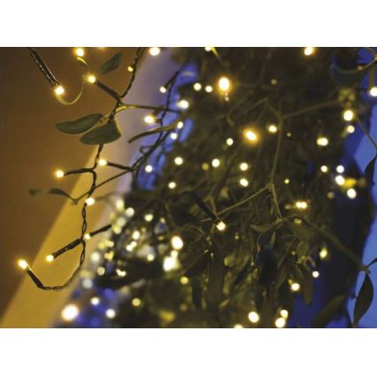 LED udendørs julelyskæde 200 LED/8 indstillinger 8,6m IP44 varm hvid