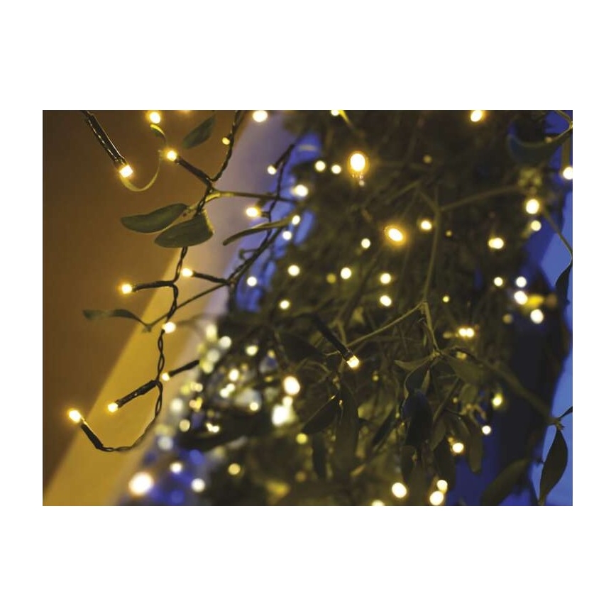 LED udendørs julelyskæde 200 LED/8 indstillinger 8,6m IP44 varm hvid