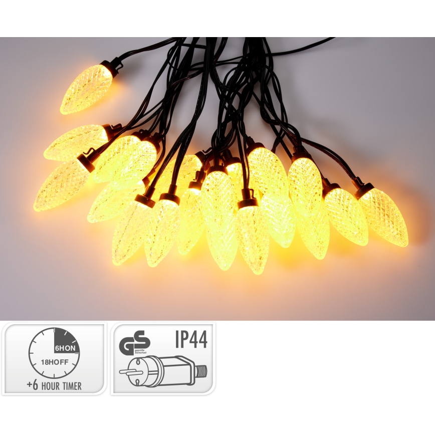 LED udendørs julelyskæde 20xLED/230V 14,5 m IP44 varmhvid