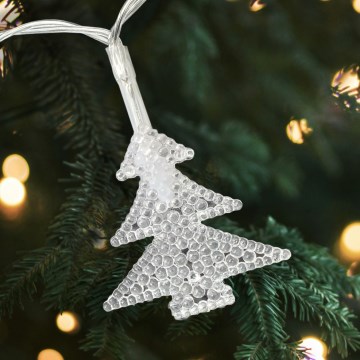 LED udendørs julelyskæde 20xLED/2xAA 2,2 m IP44 multifarvede små juletræer