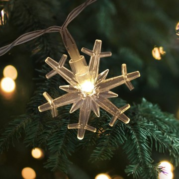 LED udendørs julelyskæde 20xLED/2xAA 2,2 m IP44 varm hvid snefnug