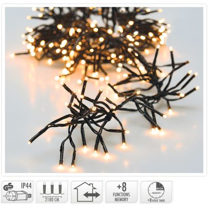 LED udendørs julelyskæde 3000xLED/230V/8 funktioner 24,8 m IP44 varm hvid