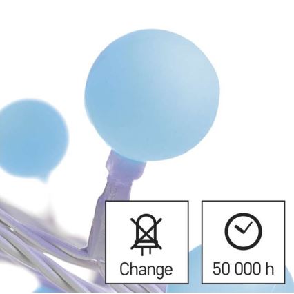 LED udendørs julelyskæde 40xLED/9m IP44 blå