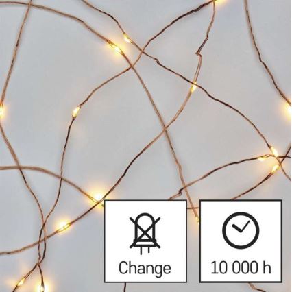 LED udendørs julelyskæde 40xLED/9m IP44 varm hvid