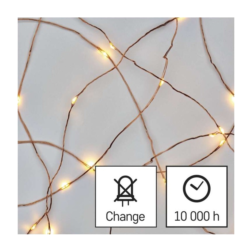 LED udendørs julelyskæde 40xLED/9m IP44 varm hvid