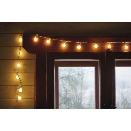 LED udendørs julelyskæde 40xLED/9m IP44 varmhvid