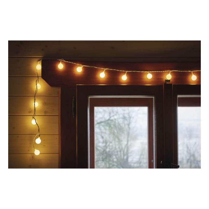 LED udendørs julelyskæde 40xLED/9m IP44 varmhvid