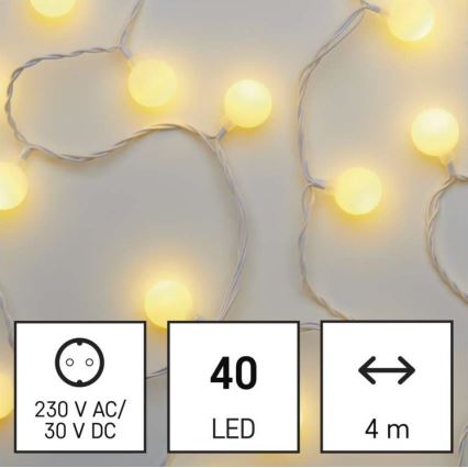 LED udendørs julelyskæde 40xLED/9m IP44 varmhvid