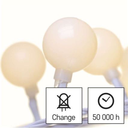 LED udendørs julelyskæde 40xLED/9m IP44 varmhvid