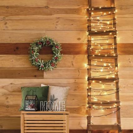 LED udendørs julelyskæde 50xLED/5m IP44 varm hvid