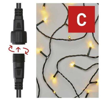 LED udendørs julelyskæde 50xLED/5m IP44 varm hvid