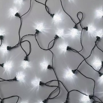 LED udendørs julelyskæde 50xLED/8 funktioner 14,8 m IP44 kold hvid