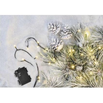 LED udendørs julelyskæde 80xLED/3xAA 6,1m IP44 varm hvid