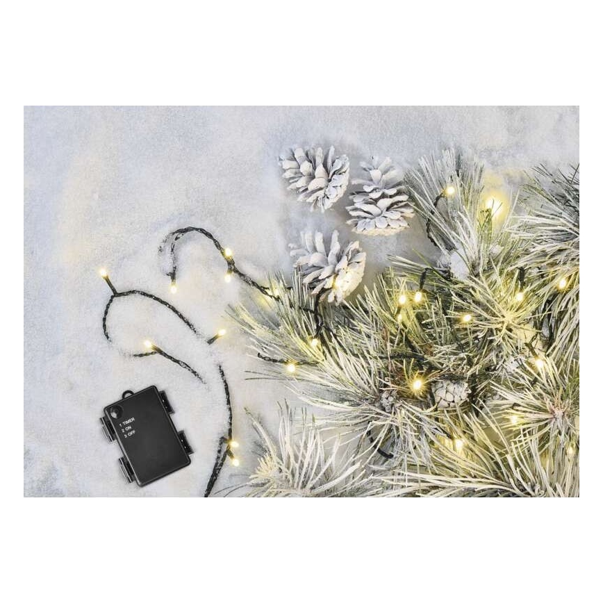 LED udendørs julelyskæde 80xLED/3xAA 6,1m IP44 varm hvid