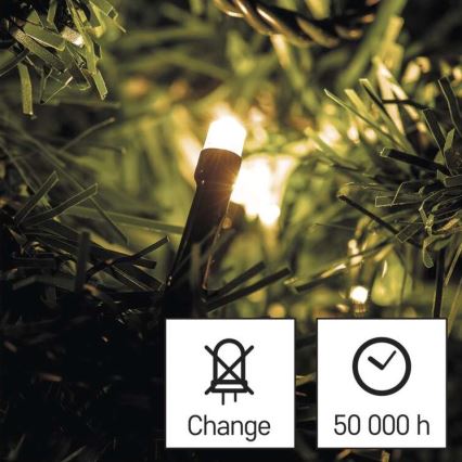 LED udendørs julelyskæde 80xLED/3xAA 6,1m IP44 varm hvid