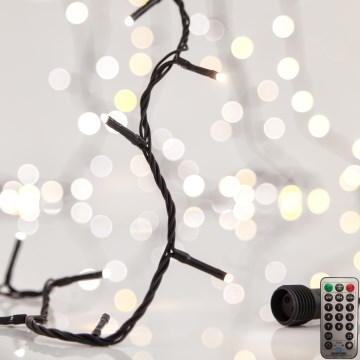 LED Udendørs julelyskæde CLUSTER 200xLED/8 funktioner 2,1 m IP44 varm hvid + fjernbetjening