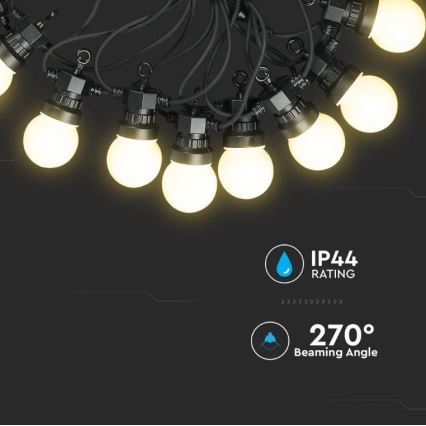 LED Udendørs lyskæde STRING 5m 10xLED/0,5W/230V IP44 3000K