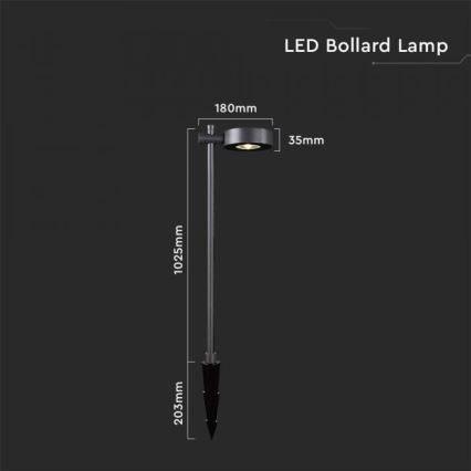 LED udendørs lampe 7W/230V 3000K IP65 sort 102 cm