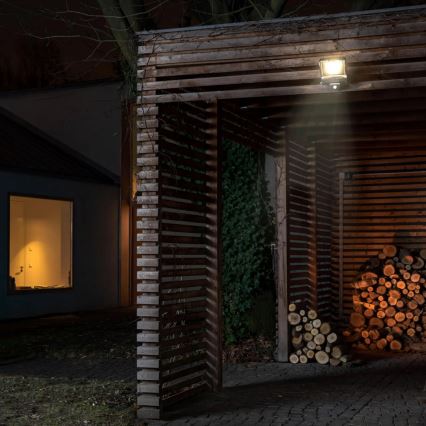 LED-udendørsreflektor med bevægelses- og skumringssensor, 100 W, 230 V, 4500 K, IP65, sort