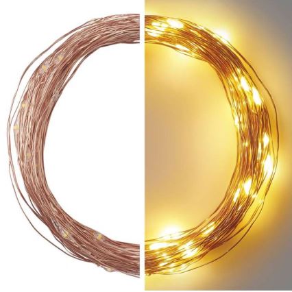 LED udendørs lyskæde 100 LED / 15 m IP44 varm hvid