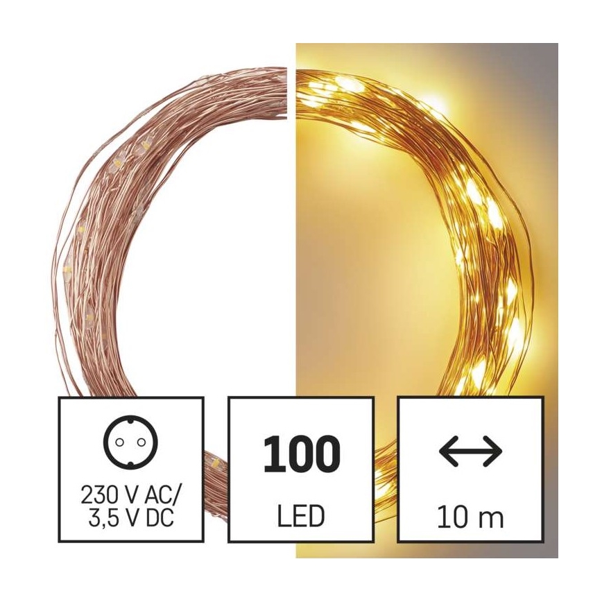 LED udendørs lyskæde 100 LED / 15 m IP44 varm hvid