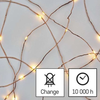 LED udendørs lyskæde 100 LED / 15 m IP44 varm hvid