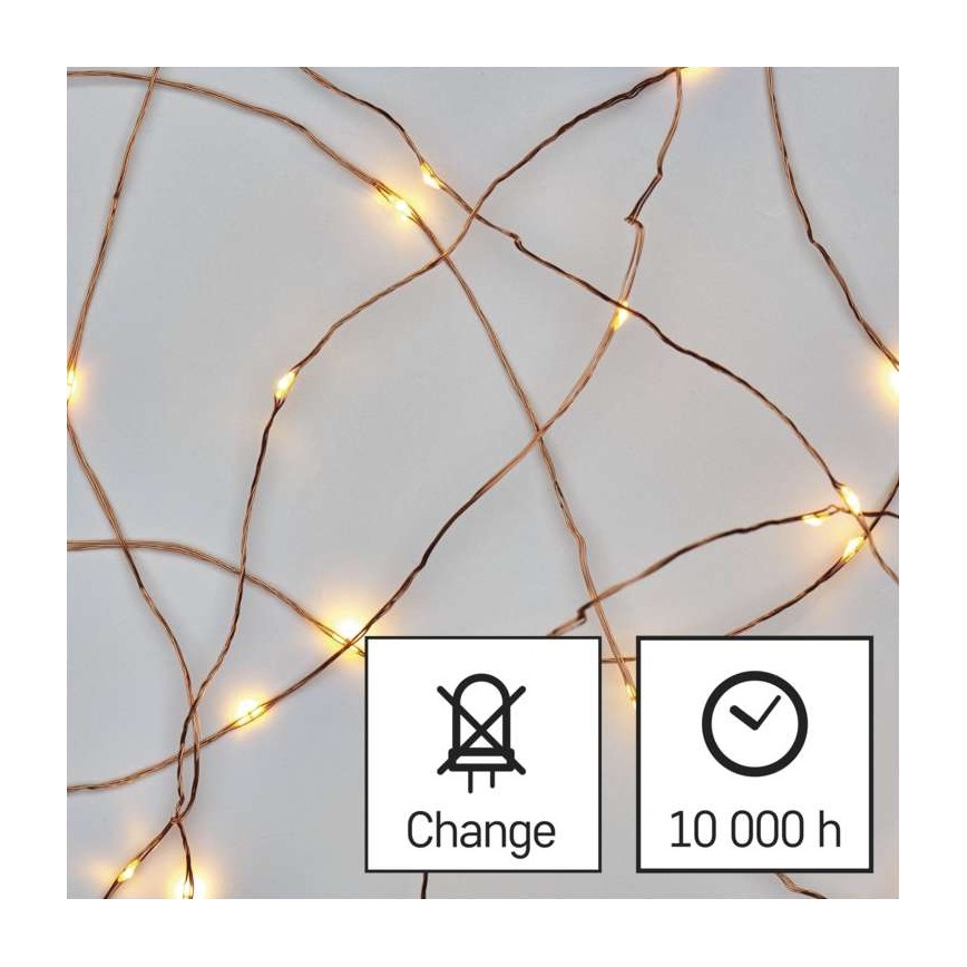 LED udendørs lyskæde 100 LED / 15 m IP44 varm hvid