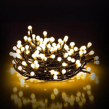 LED udendørs lyskæde 100 LED / 8 funktioner 15 m IP44 varm hvid