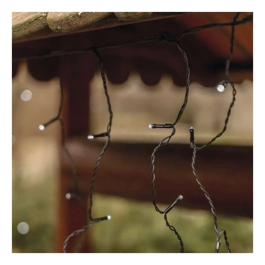 LED udendørs lyskæde 100xLED/2,5x0,9m IP44 kold hvid