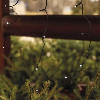 LED udendørs lyskæde 100xLED/2,5x0,9m IP44 kold hvid