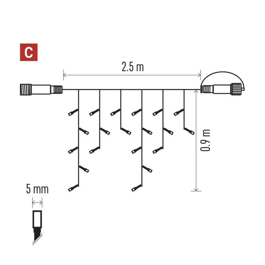 LED udendørs lyskæde 100xLED/2,5x0,9m IP44 varm hvid