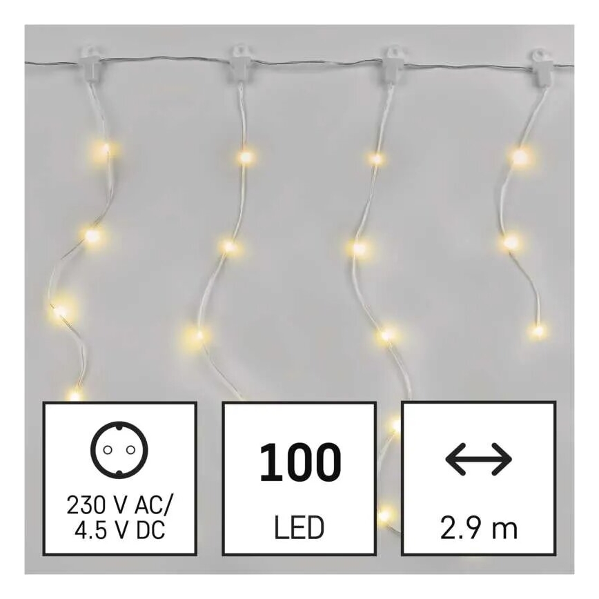 LED Udendørs lyskæde 100xLED/8 funktioner 7,9x0,7m IP44 varm hvid