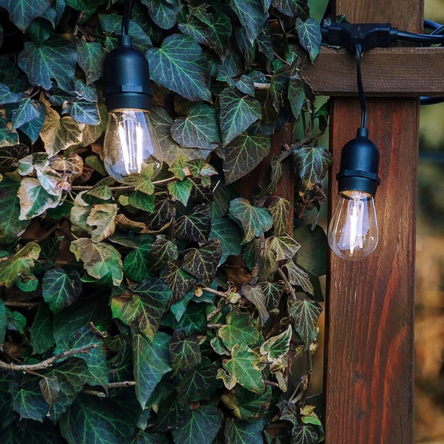 LED udendørs lyskæde 10xE27/1W/230V 6,44 m IP44 sort