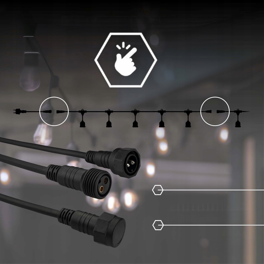 LED udendørs lyskæde 10xE27/1W/230V 6,44 m IP44 sort