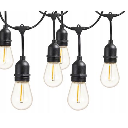 LED udendørs lyskæde 10xE27/1W/230V 6,44 m IP44 sort