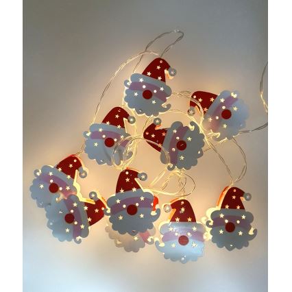 LED udendørs lyskæde 10xLED/2xAA 1,65 m IP44 varm hvid Santa