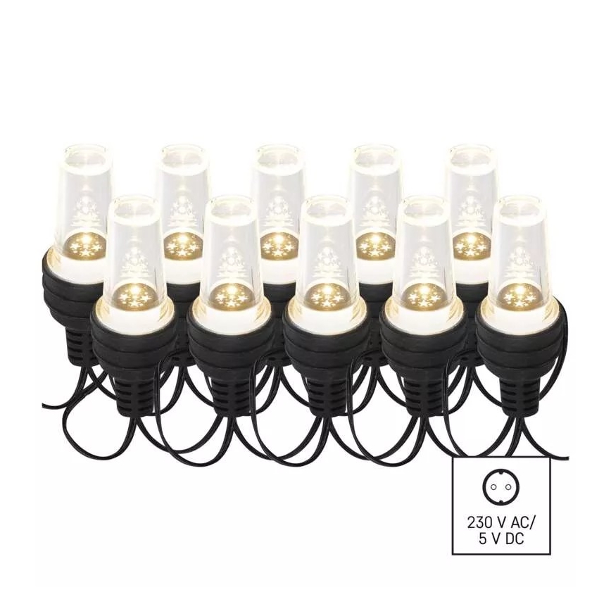 LED udendørs lyskæde 10xLED/9,5 m IP44 kold hvid