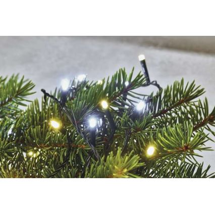 LED udendørs lyskæde 120 LED / 2 funktioner 17 m IP44 varm/kold hvid