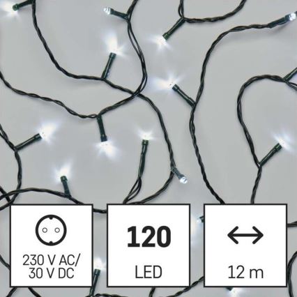 LED-udendørs lyskæde 120xLED/17m IP44 kold hvid