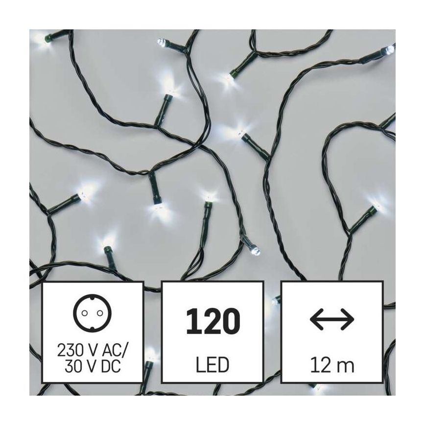 LED-udendørs lyskæde 120xLED/17m IP44 kold hvid