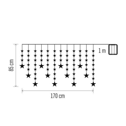 LED udendørs lyskæde 120xLED 3xAA 1,7 m IP44 varm hvid