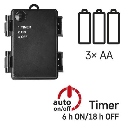 LED udendørs lyskæde 120xLED/3xAA 8,9m IP44 varm hvid