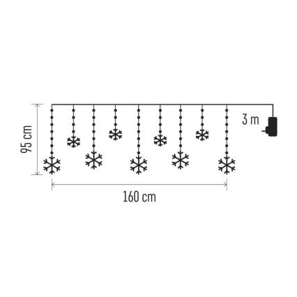 LED udendørs lyskæde 131xLED/1,6 m IP44 kold hvid