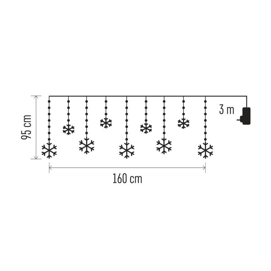LED udendørs lyskæde 131xLED/1,6 m IP44 kold hvid
