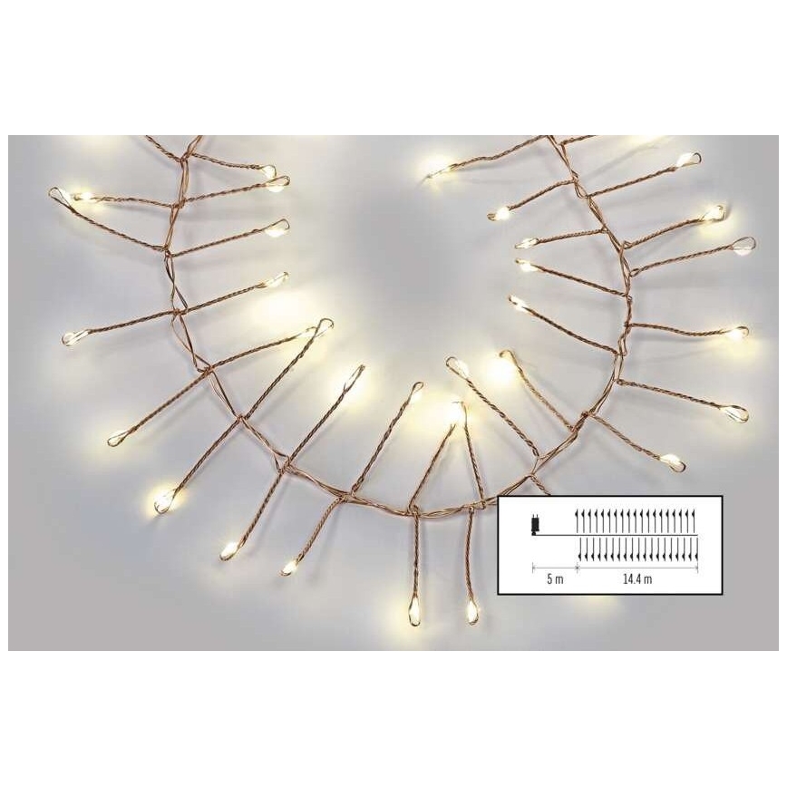 LED udendørs lyskæde 1440xLED/8 funktioner 14,4m IP44 varm hvid